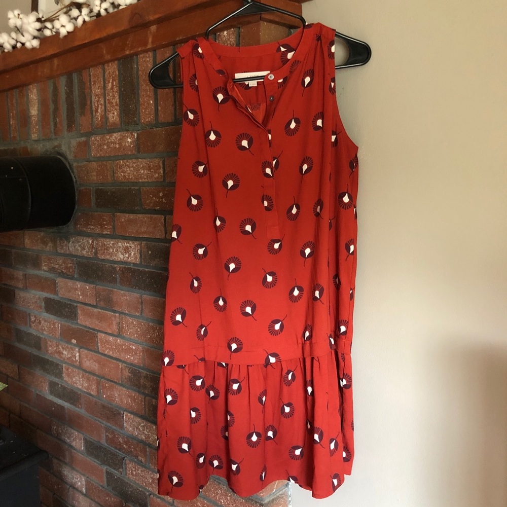 Burnt orange drop waist sleeveless dress
